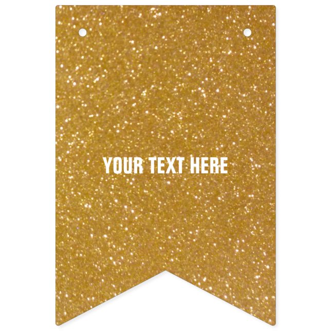 Faux gold glitter print image party bunting banner (First Flag)