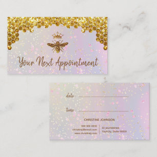 faux gold glitter Queen Bee appointment card
