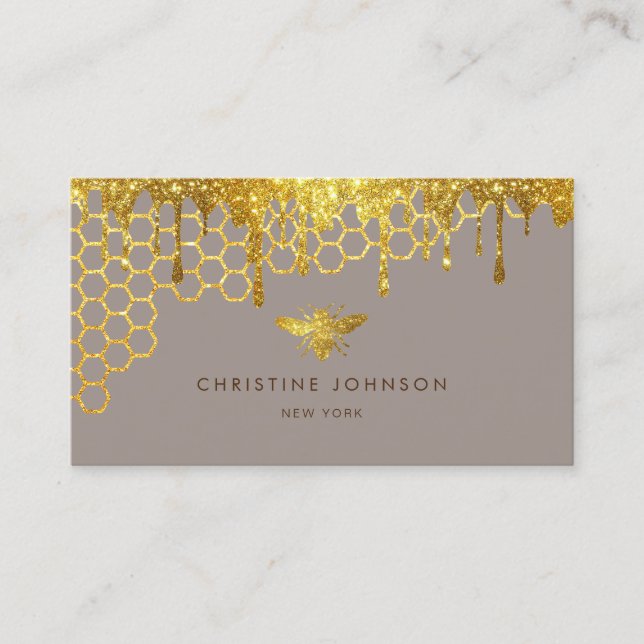 faux gold glitter queen bee  business card (Front)
