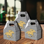 Faux Gold Glitter Race Horse Black White Stripes Favour Box<br><div class="desc">Gable party favour boxes feature a race horse in faux gold glitter on black and white stripes - change the background colour from white to anything! Great for Derby party,  Derby bridal shower,  birthday party,  retirement party and more. MATCHING items in our store.</div>