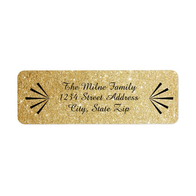 Faux Gold Glitter Retro Address Labels (Front)