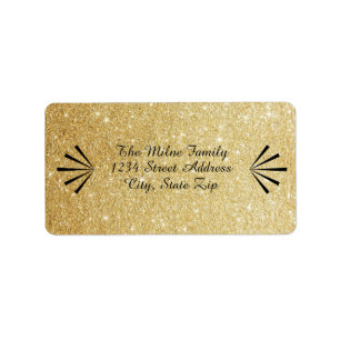 Faux Gold Glitter Retro - Address Labels