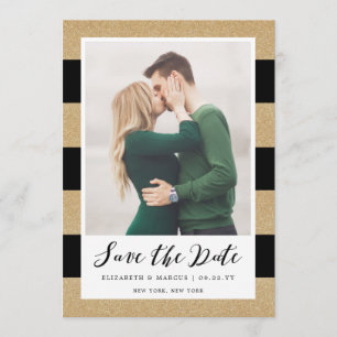 Faux Gold Glitter Save the Date Card
