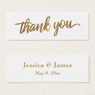 Faux Gold Glitter Script Thank You Wedding Favour