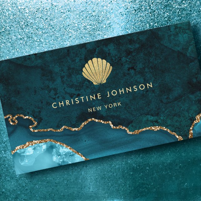 faux gold glitter seashell design business card (Creator Uploaded)