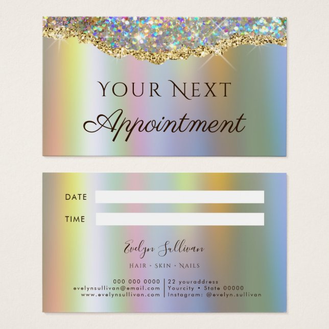Faux gold glitter sequin Appointment Card (Front & Back)