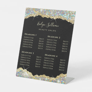 Faux Gold Glitter Sequin Price List  Pedestal Sign
