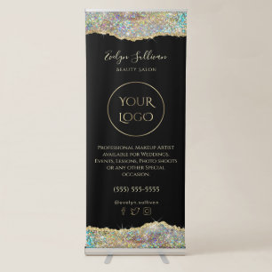 faux gold glitter sequin retractable banner