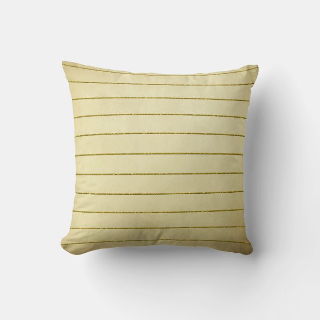 Faux Gold Glitter Stripes on Grunge Throw Pillow (Front)