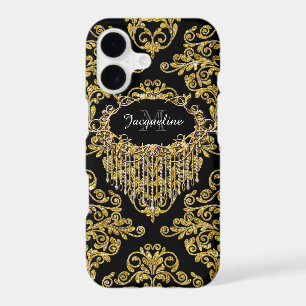 Faux Gold Glitter Stylish Vintage Elegant Damask