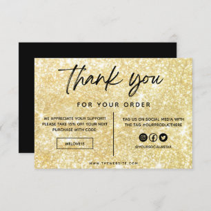 Faux Gold Glitter Thank you Media Insert