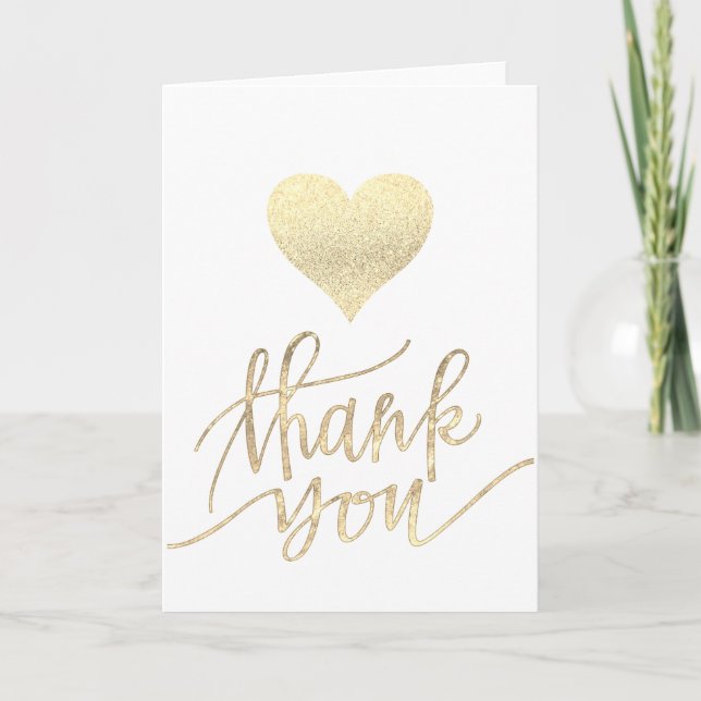 faux gold glitter thank you script and heart (Front)