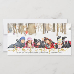 Faux Gold Glitter Typography Holiday Photo Card