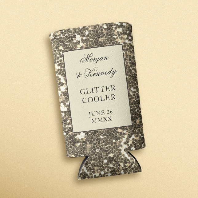 Faux Gold Glitter Wedding Party Seltzer Can Cooler (Faux Gold Glitter Wedding Party Seltzer Can Cooler with space for your details)