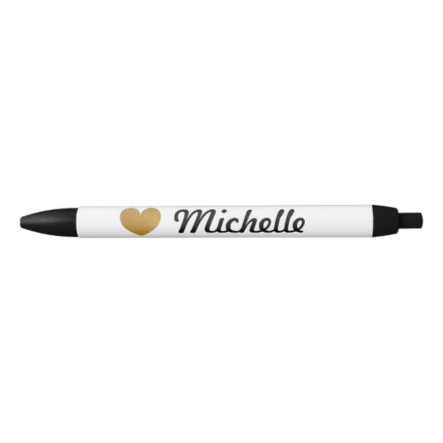 Faux gold glittery heart personalised name pen (Front)
