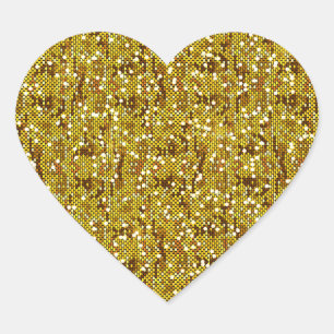 Faux Gold Glittery Sequin Confetti Heart Sticker