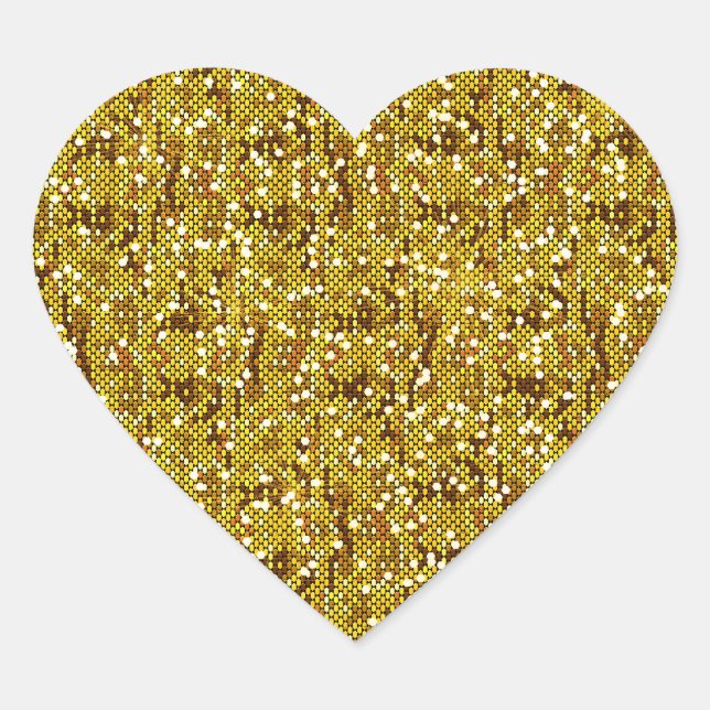 Faux Gold Glittery Sequin Confetti Heart Sticker (Front)