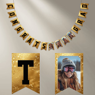 Faux Gold Graduate 4 photos Congrats Grad Bunting