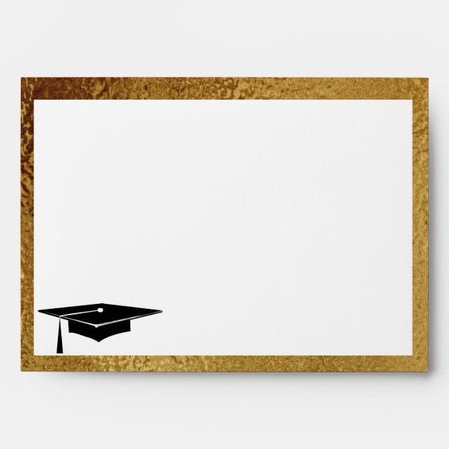 Faux Gold Graduation Grad Cap Class Of Thank You Envelopes (Front)