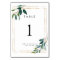 faux gold greenery wedding table number card