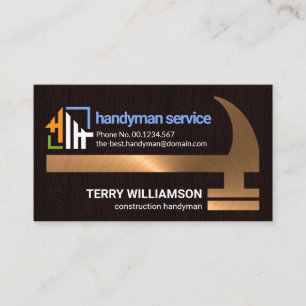Faux Gold Hammer Timber Grunge Builder Handyman Business Card