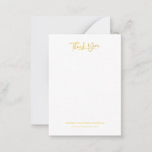 Faux Gold Hand-Lettered Minimalist Thank You Card