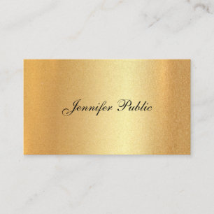 Faux Gold Handwritten Script Elegant Calligraphy Business Card