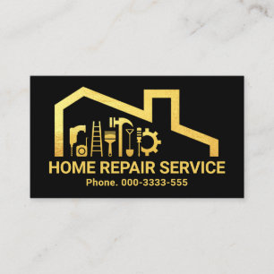 Faux Gold Handyman Tools Building Business Card