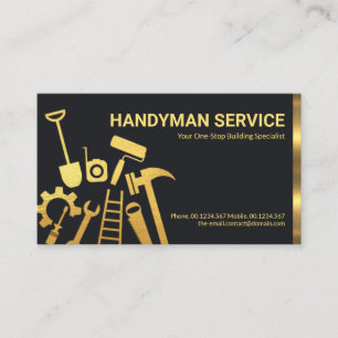 Faux Gold Handyman Tools Home Repairs Business Card