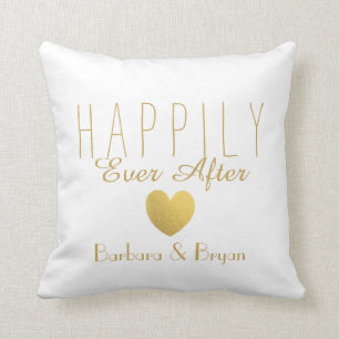 Faux Gold Happily Ever After Throw Pillow