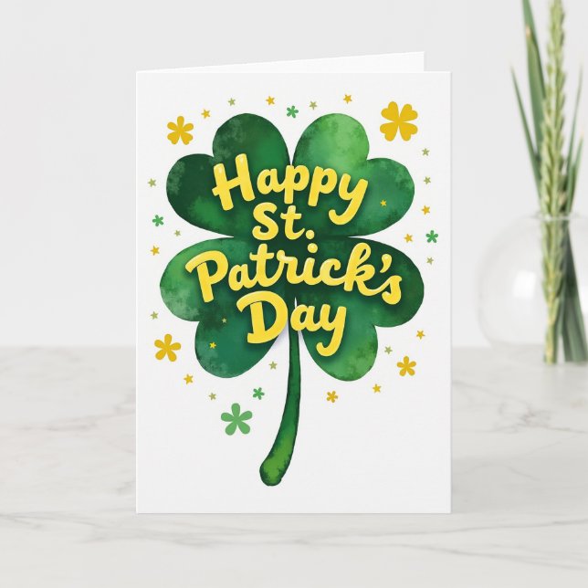 Faux Gold Happy St Patricks Day Card (Front)