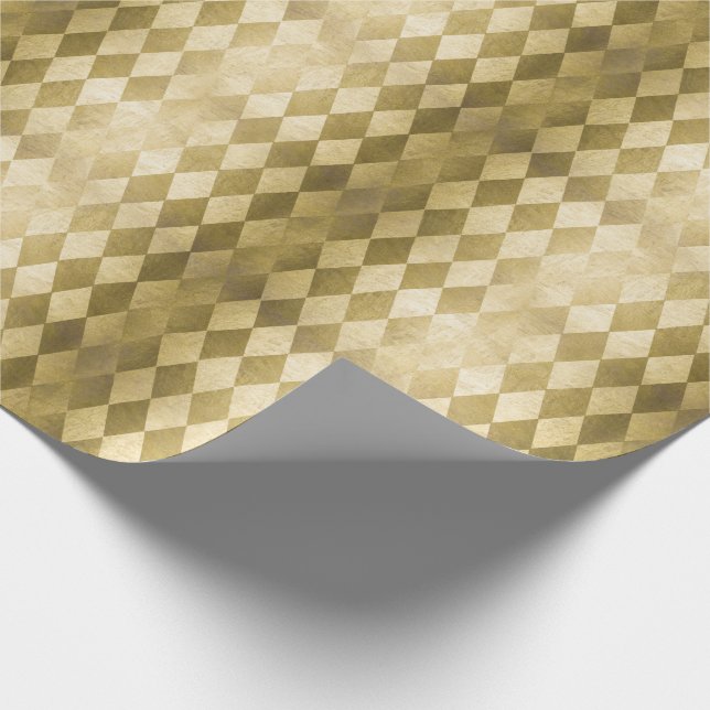 Faux Gold Harlequin Diamond Pattern Wrapping Paper (Corner)