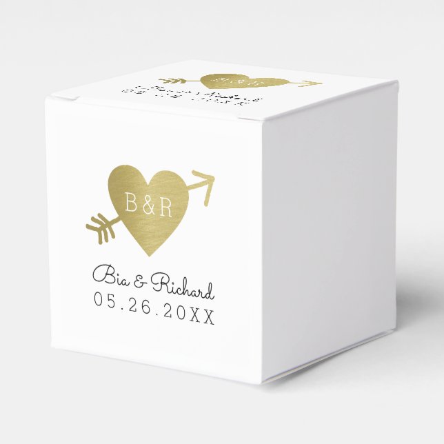 faux gold heart of love favour box (Front Side)