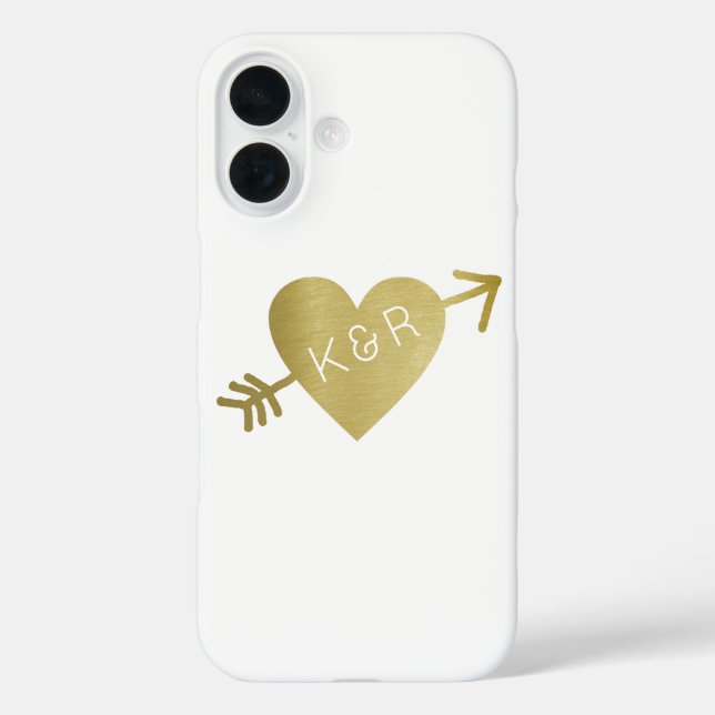 Faux Gold Heart of love with initials, romantic Case-Mate iPhone Case (Back)