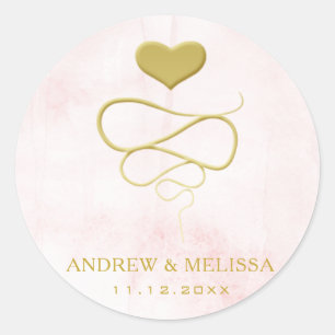 Faux Gold Heart Ornament Blush Wedding Sticker