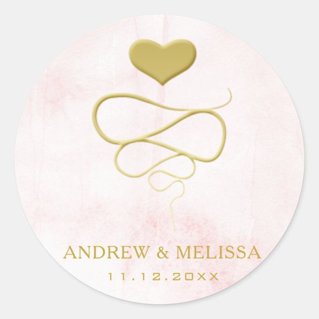 Faux Gold Heart Ornament | Blush Wedding Sticker (Front)