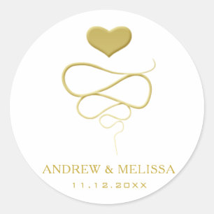 Faux Gold Heart Ornament Wedding Sticker