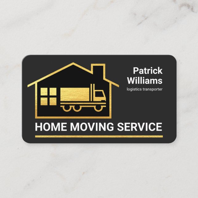 Faux Gold Home Moving Truck Business Card (Front)