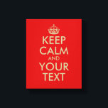 Faux gold Keep calm wrapped canvas print<br><div class="desc">Faux gold Keep calm wrapped canvas print | Customisable. Create your own Keep calm and carry on parody print or poster. Personalise this template with your own funny quote or saying and custom background colour.</div>