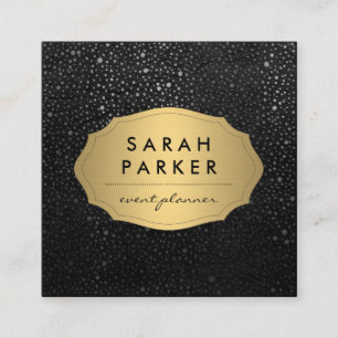 Faux Gold Label with Chic Metallic Dot Pattern Square Business Card