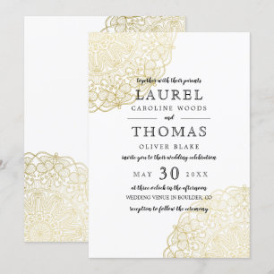 Faux Gold Lace Elegant Wedding Invitation