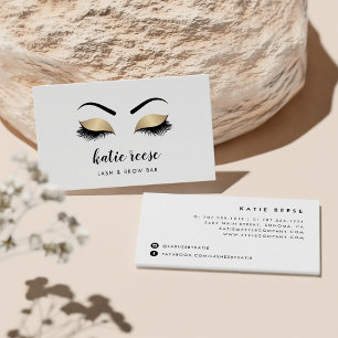 Faux Gold Lashes & Brows Beauty Business Card