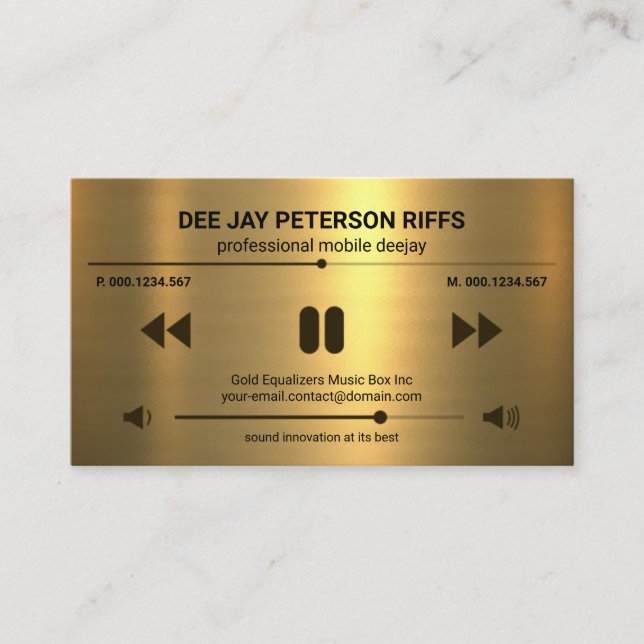 Faux Gold Layer Video Sound Display Sound Mixer Business Card (Front)