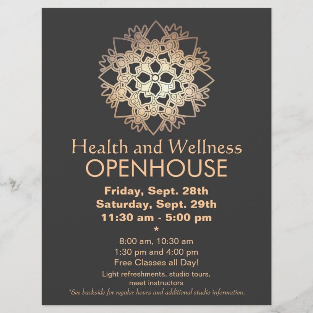 Faux Gold Leaf Lotus Health and Wellness Flyer (Front)