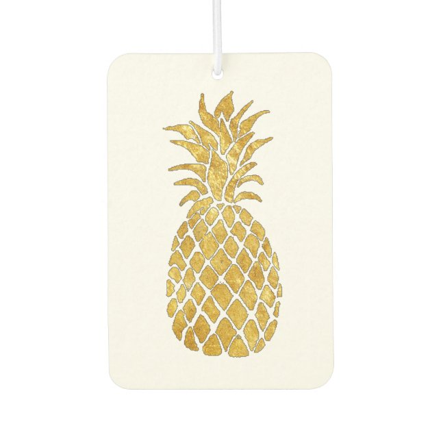 faux gold leaf pineapple car air freshener (Front)