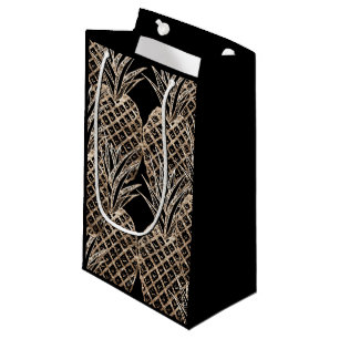 Faux Gold Leaf Pineapple Collage Small Gift Bag