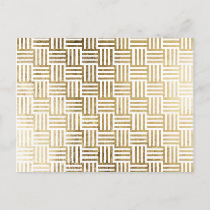 Faux Gold Leaf Striped Check Pattern Postcard