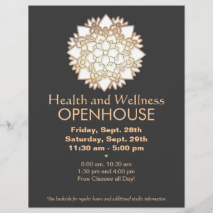 Faux Gold Leaf White Lotus Healing Arts Flyer