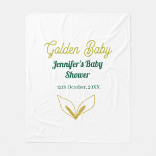 Faux gold leafy green forest enchantedbaby shower  fleece blanket