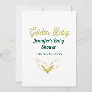 Faux gold leafy green forest enchantedbaby shower  invitation